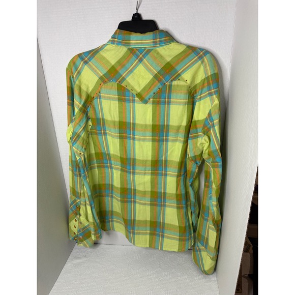 Panhandle Slim Plaid Western Shirt‎ Studded Long Sleeve Womens Large - Picture 2 of 3